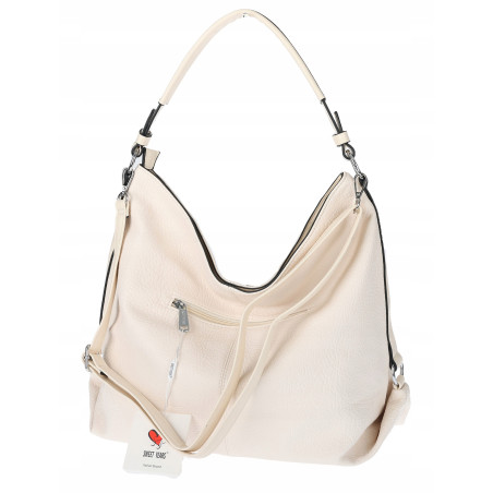 Torebka Damska Shopper WOREK Modna Listonoszka Duża A4 Pojemna 4103 Beżowa