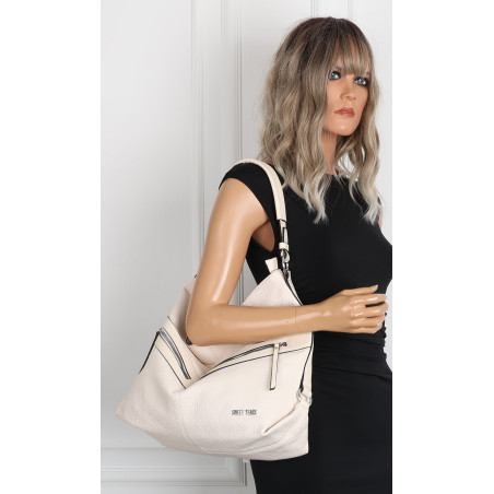 Torebka Damska Shopper WOREK Modna Listonoszka Duża A4 Pojemna 4103 Beżowa