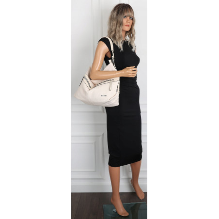 Torebka Damska Shopper WOREK Modna Listonoszka Duża A4 Pojemna 4103 Beżowa