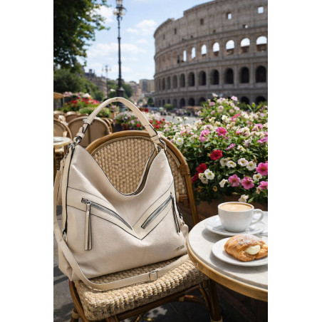 Torebka Damska Shopper WOREK Modna Listonoszka Duża A4 Pojemna 4103 Beżowa