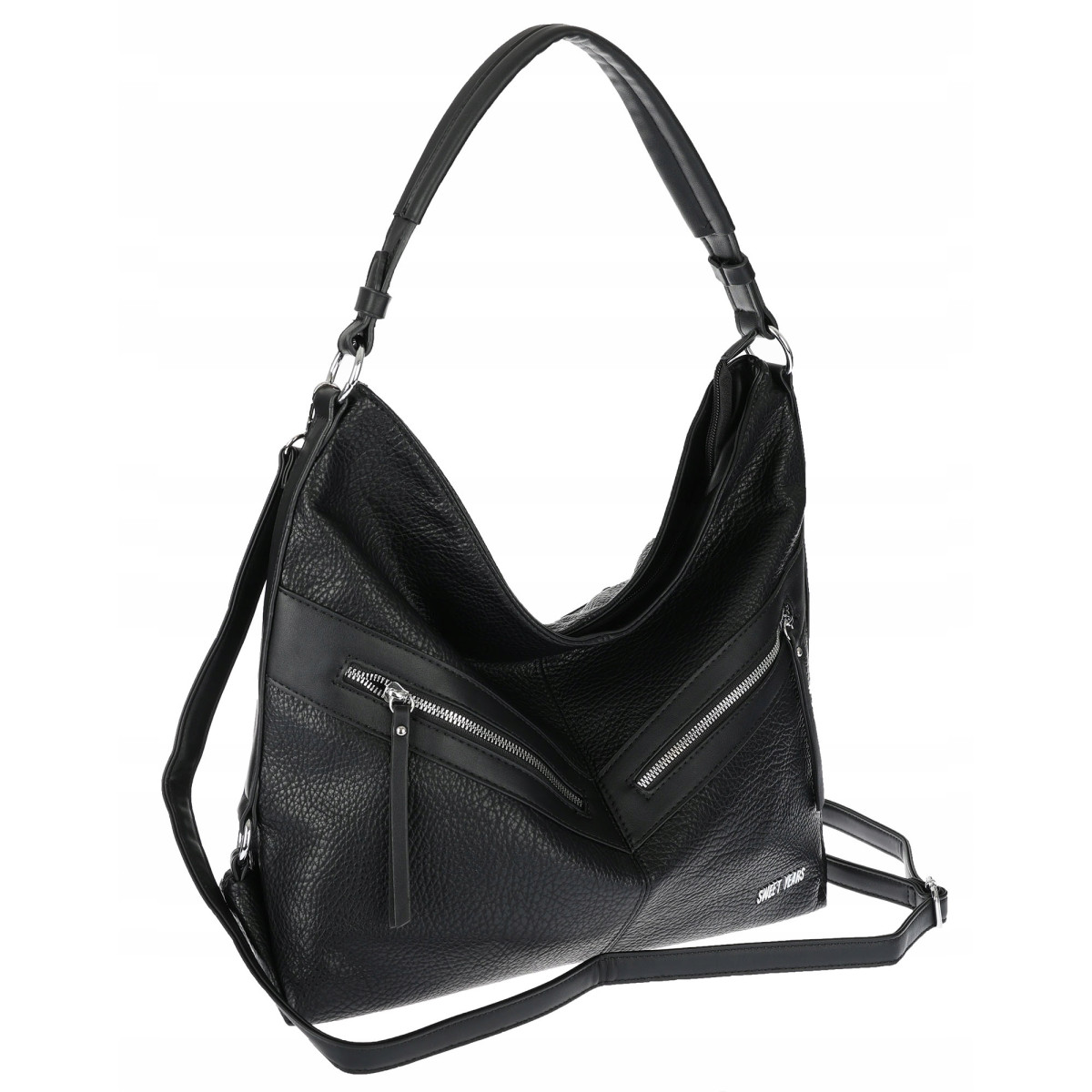 Torebka Damska Shopper WOREK Modna Listonoszka Duża A4 Pojemna 4103 Czarna