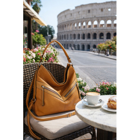 Torebka Damska Shopper WOREK Modna Listonoszka Duża A4 Pojemna 4103 Brązowa