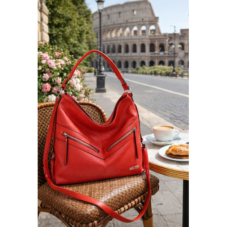 Torebka Damska Shopper WOREK Miejska Listonoszka A4 Duża 4103 Czerwona