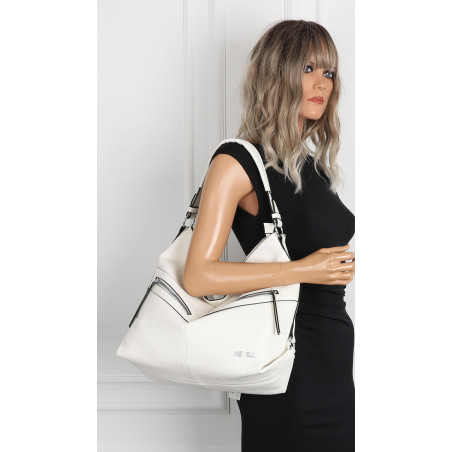 Torebka Damska Shopper WOREK Modna Listonoszka Duża A4 Pojemna 4103 Biała