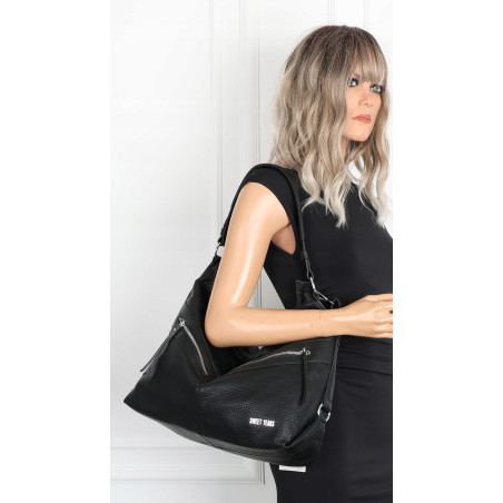 Torebka Damska Shopper WOREK Modna Listonoszka Duża A4 Pojemna 4103 Czarna