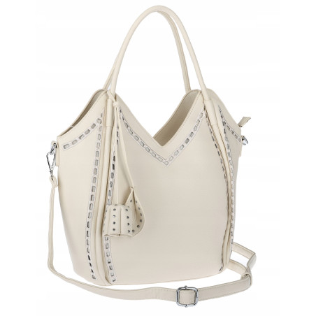Torebka Damska kuferek shopper elegancka pojemna modna torba MC602 Beżowa