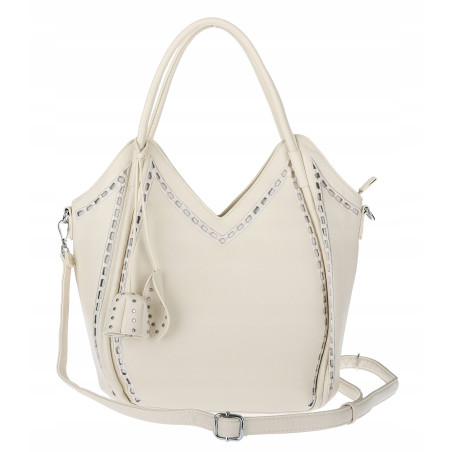 Torebka Damska kuferek shopper elegancka pojemna modna torba MC602 Beżowa