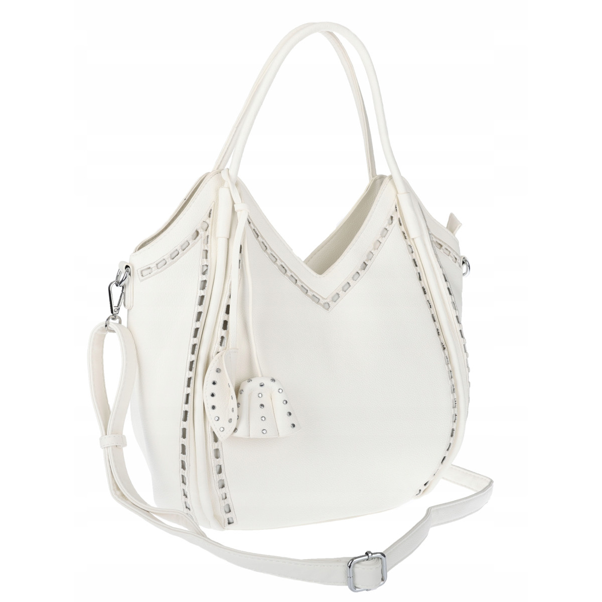 Torebka Damska kuferek shopper elegancka pojemna modna torba MC602 Biała