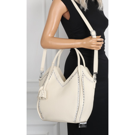 Torebka Damska kuferek shopper elegancka pojemna modna torba MC602 Beżowa