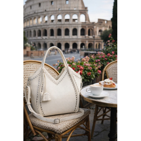 Torebka Damska kuferek shopper elegancka pojemna modna torba MC602 Biała