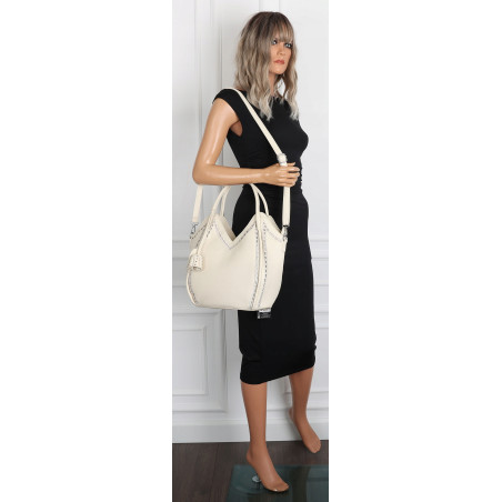 Torebka Damska kuferek shopper elegancka pojemna modna torba MC602 Beżowa