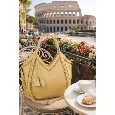 Torebka Damska kuferek shopper elegancka pojemna modna torba MC602 Żółta