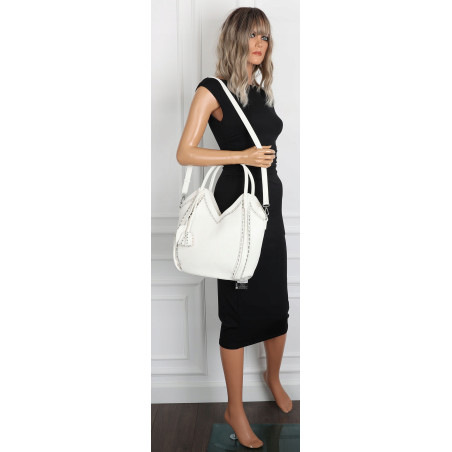 Torebka Damska kuferek shopper elegancka pojemna modna torba MC602 Biała
