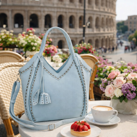 Torebka Damska kuferek shopper elegancka pojemna duża torba MC602 Niebieska