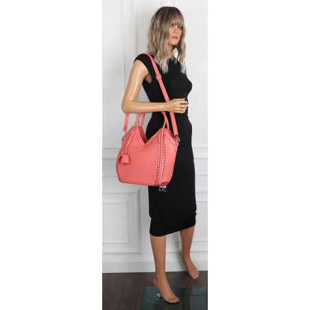 Torebka Damska kuferek shopper elegancka pojemna modna torba MC602 Różowa