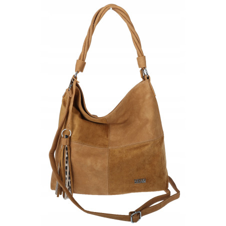 Torebka Damska Listonoszka Shopper Duża Torba na Ramię Worek 0841 Brązowa