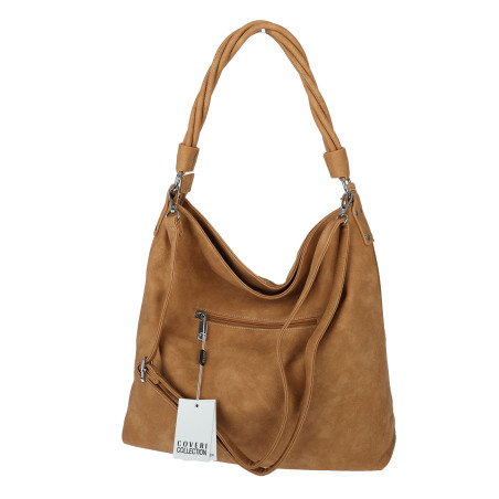 Torebka Damska Listonoszka Shopper Duża Torba na Ramię Worek 0841 Brązowa