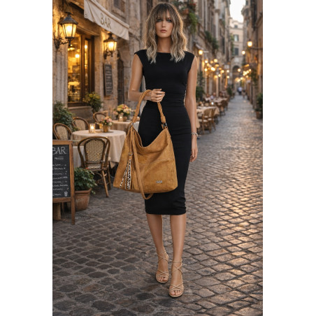 Torebka Damska Listonoszka Shopper Duża Torba na Ramię Worek 0841 Brązowa