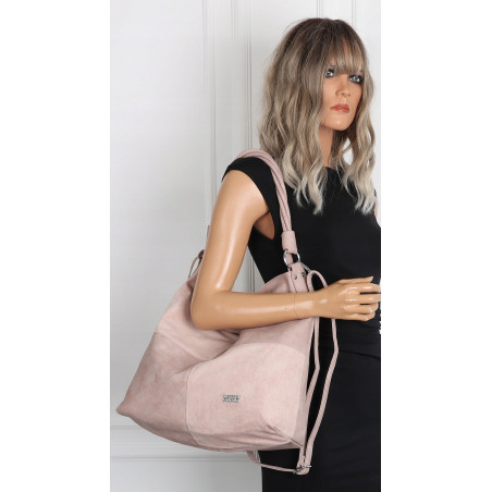 Torebka Damska Listonoszka Shopper Duża A4 Torba na Ramię Worek 0841 Różowa