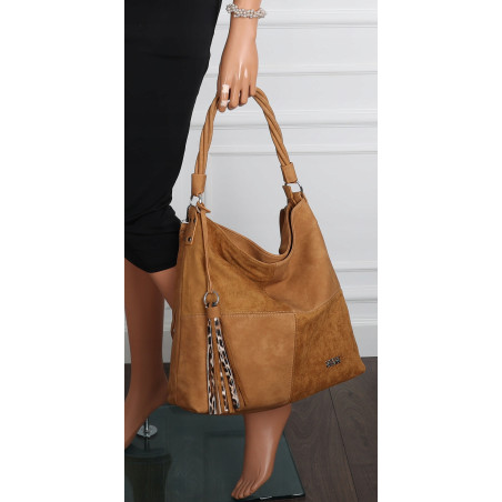 Torebka Damska Listonoszka Shopper Duża Torba na Ramię Worek 0841 Brązowa