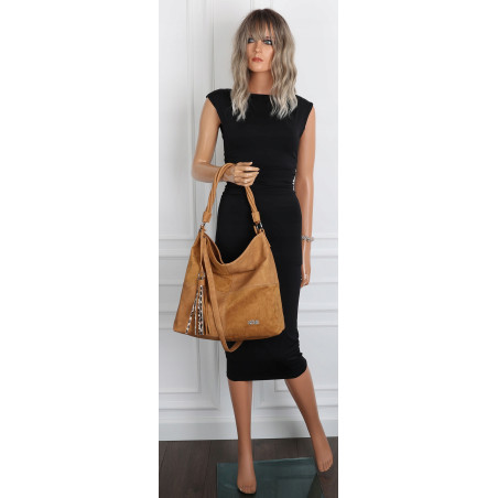 Torebka Damska Listonoszka Shopper Duża Torba na Ramię Worek 0841 Brązowa