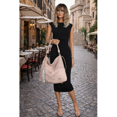 Torebka Damska Listonoszka Shopper Duża A4 Torba na Ramię Worek 0841 Różowa