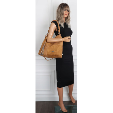 Torebka Damska Listonoszka Shopper Duża Torba na Ramię Worek 0841 Brązowa