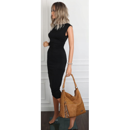 Torebka Damska Listonoszka Shopper Duża Torba na Ramię Worek 0841 Brązowa