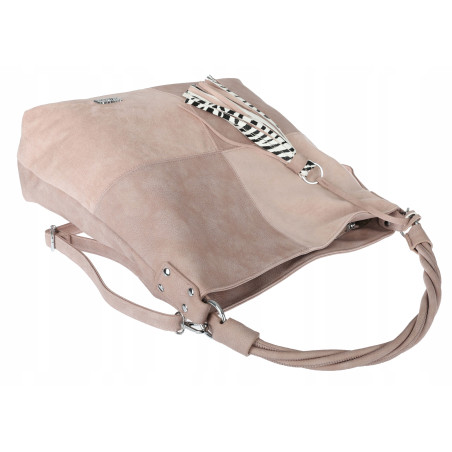 Torebka Damska Listonoszka Shopper Duża A4 Torba na Ramię Worek 0841 Różowa