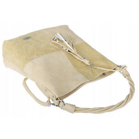 Torebka Damska Listonoszka Shopper Duża A4 Torba na Ramię Worek 0841 Żółta