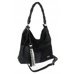 Torebka Damska Listonoszka Shopper Duża A4 Torba na Ramię Worek 0841 Czarna
