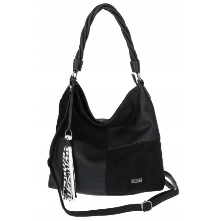 Torebka Damska Listonoszka Shopper Duża A4 Torba na Ramię Worek 0841 Czarna