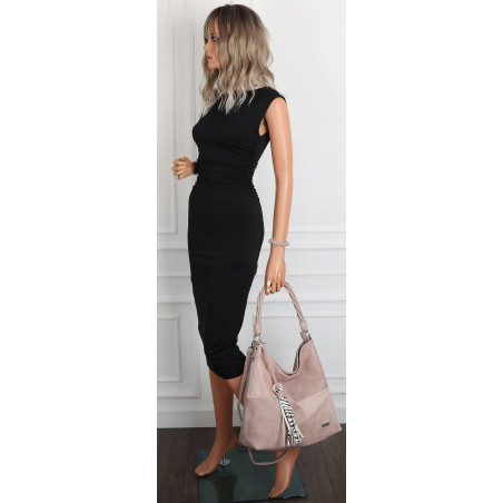 Torebka Damska Listonoszka Shopper Duża A4 Torba na Ramię Worek 0841 Różowa