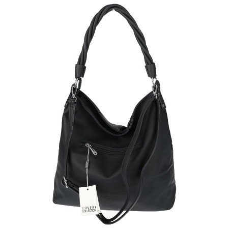 Torebka Damska Listonoszka Shopper Duża A4 Torba na Ramię Worek 0841 Czarna