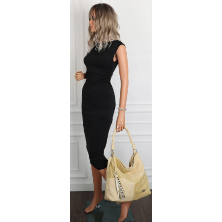 Torebka Damska Listonoszka Shopper Duża A4 Torba na Ramię Worek 0841 Żółta