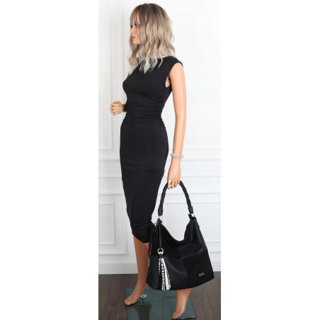 Torebka Damska Listonoszka Shopper Duża A4 Torba na Ramię Worek 0841 Czarna