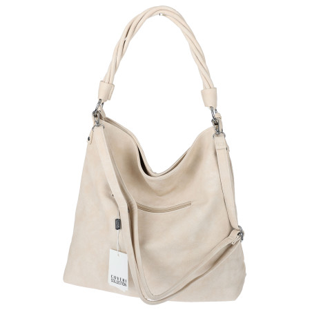Torebka Damska Listonoszka Shopper Duża A4 Torba na Ramię Worek 0841 Beżowa