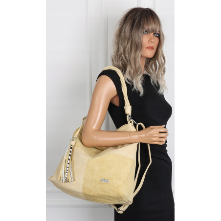 Torebka Damska Listonoszka Shopper Duża A4 Torba na Ramię Worek 0841 Żółta