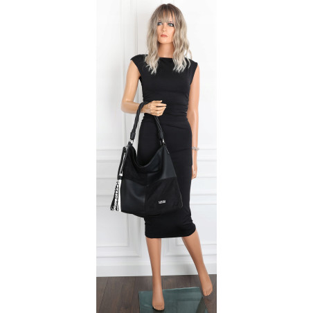 Torebka Damska Listonoszka Shopper Duża A4 Torba na Ramię Worek 0841 Czarna