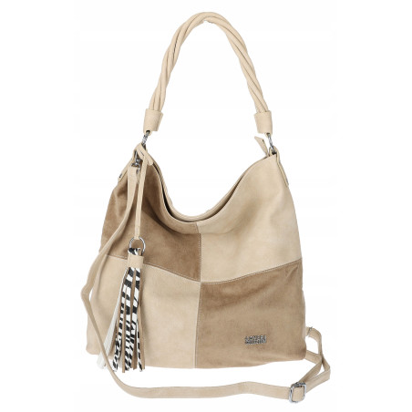 Torebka Damska Listonoszka Shopper Duża A4 Torba na Ramię Worek 0841 Beżowa