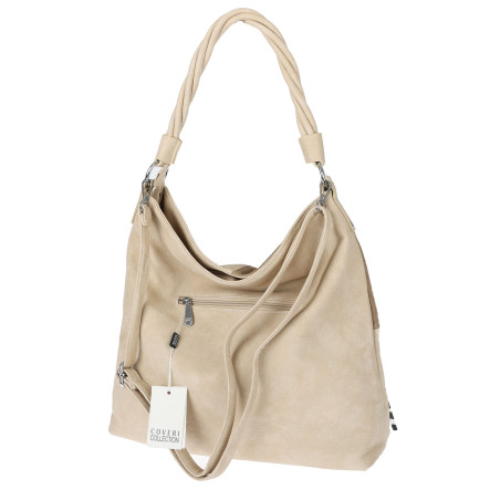 Torebka Damska Listonoszka Shopper Duża A4 Torba na Ramię Worek 0841 Beżowa