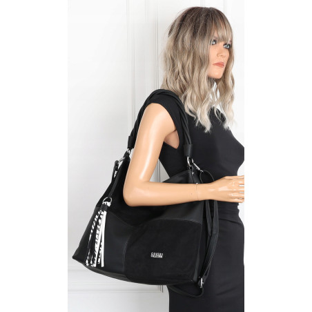 Torebka Damska Listonoszka Shopper Duża A4 Torba na Ramię Worek 0841 Czarna