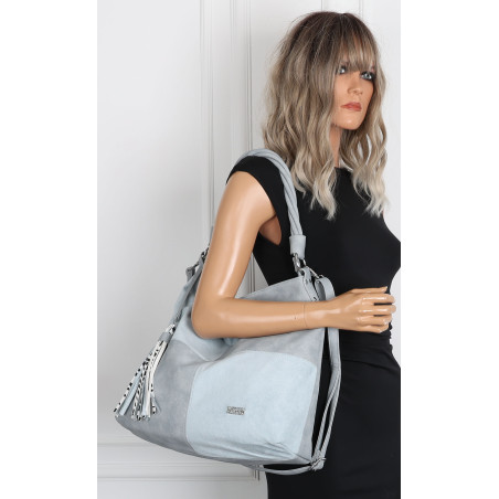 Torebka Damska Listonoszka Shopper Duża Torba na Ramię Worek 0841 Niebieska