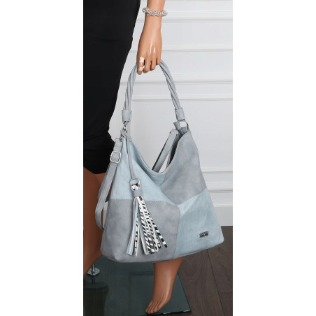 Torebka Damska Listonoszka Shopper Duża Torba na Ramię Worek 0841 Niebieska