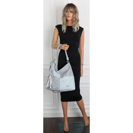 Torebka Damska Listonoszka Shopper Duża Torba na Ramię Worek 0841 Niebieska