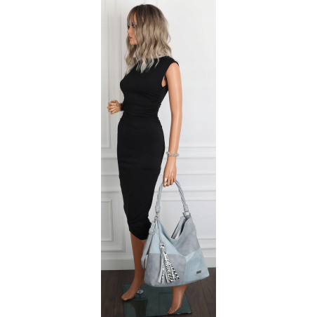 Torebka Damska Listonoszka Shopper Duża Torba na Ramię Worek 0841 Niebieska