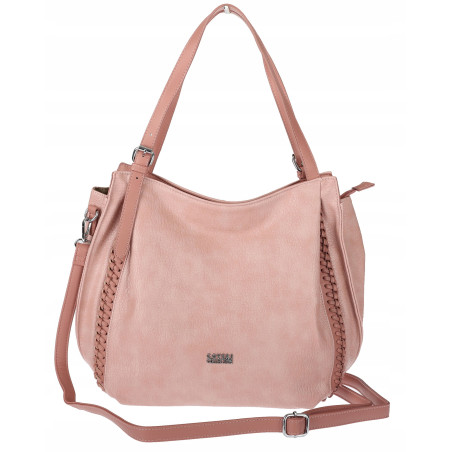 Torebka Damska Listonoszka Modna Duża A4 Torba Shopper Worek 6702 Różowa