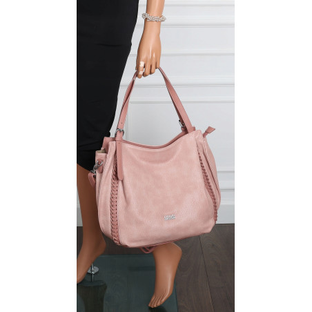 Torebka Damska Listonoszka Modna Duża A4 Torba Shopper Worek 6702 Różowa