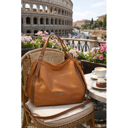 Torebka Damska Listonoszka Modna Duża A4 Torba Shopper Worek 6702 Brązowa