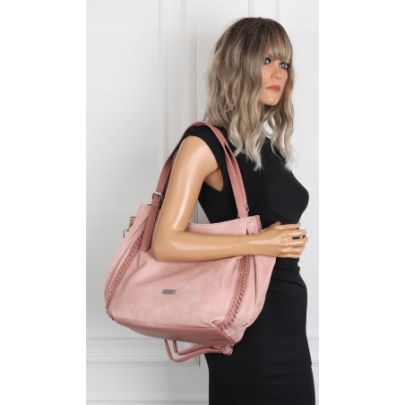 Torebka Damska Listonoszka Modna Duża A4 Torba Shopper Worek 6702 Różowa